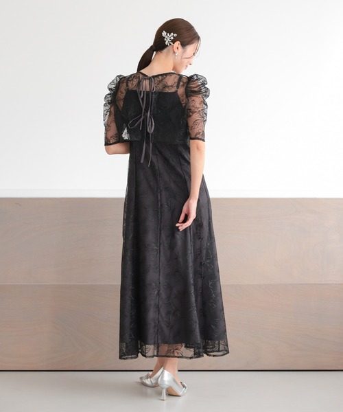 haremode（ハレモード）の「結婚式 お呼ばれ 二次会 謝恩会 成人式 同窓会 対応 20代 30代 シアー レース ボレロ 前後2WAY 刺繍レースワンピース セットアップ きれいめ  セレモニー パーティ オケージョン ドレス（ドレス・レディース・グリーン/ブラック/ブラウン・S/M）」の7枚目の写真