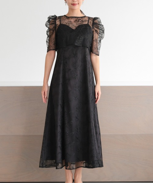 haremode（ハレモード）の「結婚式 お呼ばれ 二次会 謝恩会 成人式 同窓会 対応 20代 30代 シアー レース ボレロ 前後2WAY 刺繍レースワンピース セットアップ きれいめ  セレモニー パーティ オケージョン ドレス（ドレス・レディース・グリーン/ブラック/ブラウン・S/M）」の11枚目の写真