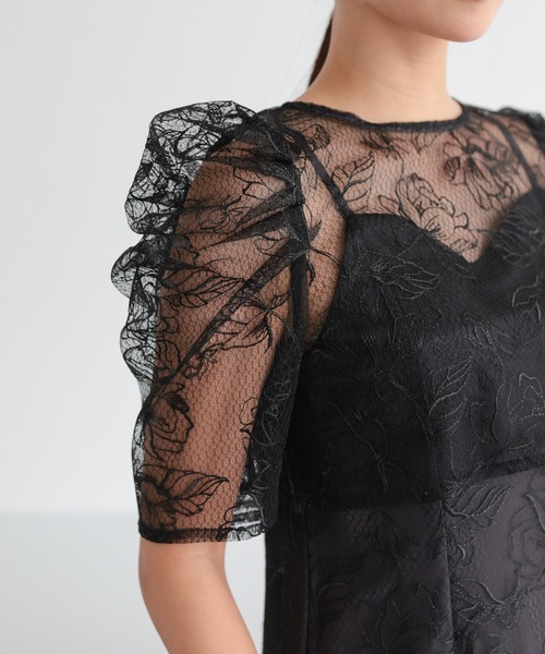 haremode（ハレモード）の「結婚式 お呼ばれ 二次会 謝恩会 成人式 同窓会 対応 20代 30代 シアー レース ボレロ 前後2WAY 刺繍レースワンピース セットアップ きれいめ  セレモニー パーティ オケージョン ドレス（ドレス・レディース・グリーン/ブラック/ブラウン・S/M）」の13枚目の写真