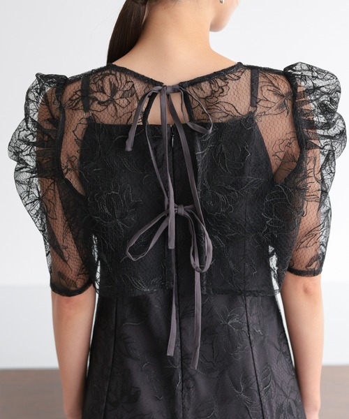 haremode（ハレモード）の「結婚式 お呼ばれ 二次会 謝恩会 成人式 同窓会 対応 20代 30代 シアー レース ボレロ 前後2WAY 刺繍レースワンピース セットアップ きれいめ  セレモニー パーティ オケージョン ドレス（ドレス・レディース・グリーン/ブラック/ブラウン・S/M）」の15枚目の写真