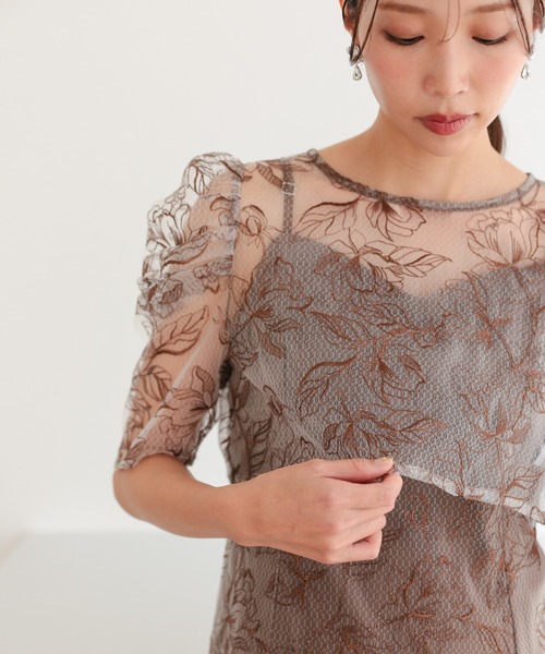 haremode（ハレモード）の「結婚式 お呼ばれ 二次会 謝恩会 成人式 同窓会 対応 20代 30代 シアー レース ボレロ 前後2WAY 刺繍レースワンピース セットアップ きれいめ  セレモニー パーティ オケージョン ドレス（ドレス・レディース・グリーン/ブラック/ブラウン・S/M）」の21枚目の写真