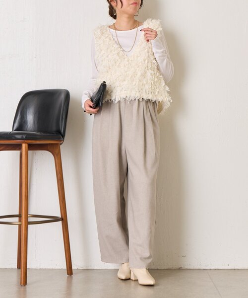 Jena espace merveilleux（ジェナ　エスパスメルヴェイユ）の「【やわらぐ艶カーブ】メランジカーブパンツ（その他パンツ・レディース・チャコールグレー/ライトグレー/イエロー・FREE）」の4枚目の写真