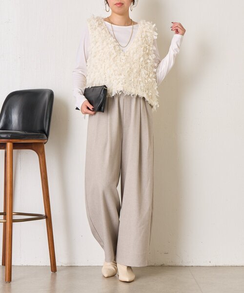 Jena espace merveilleux（ジェナ　エスパスメルヴェイユ）の「【やわらぐ艶カーブ】メランジカーブパンツ（その他パンツ・レディース・チャコールグレー/ライトグレー/イエロー・FREE）」の5枚目の写真