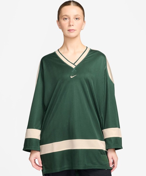 NIKE（ナイキ）の「NIKE AS W NSW JERSEY TUNIC MOD / ナイキ ウィメンズ NSW ジャージー チュニック モッド 【SP】（ジャージ・レディース・ブラック/グリーン・S/L/M）」の2枚目の写真