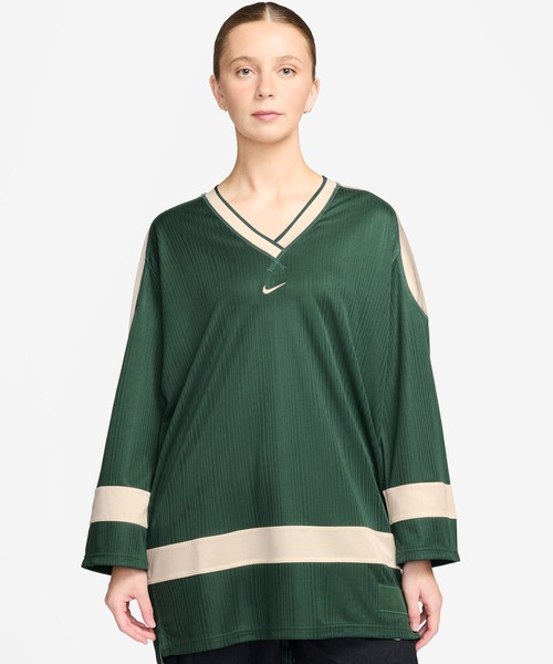 NIKE（ナイキ）の「NIKE AS W NSW JERSEY TUNIC MOD / ナイキ ウィメンズ NSW ジャージー チュニック モッド 【SP】（ジャージ・レディース・ブラック/グリーン・S/L/M）」の3枚目の写真