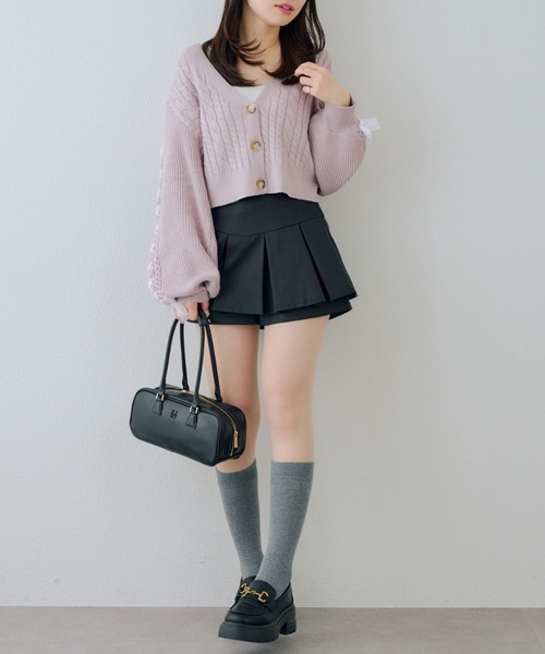 continuer de NICE CLAUP(コンティニューデナイスクラップ)の「袖レースアップカーデ(カーディガン/ボレロ・レディース・ピンク/アイボリー/チャコールグレー/トップグレー・FREE)」の20枚目の写真