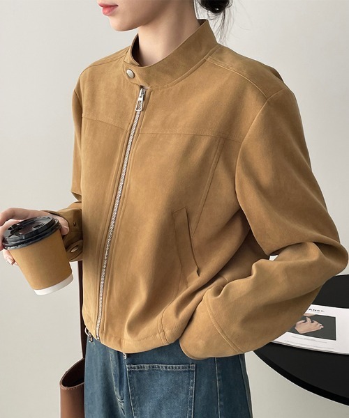 Flugge（フラッジー）の「ノーカラーライダースジャケット（ライダースジャケット・レディース・ベージュ・LARGE/MEDIUM）」の2枚目の写真