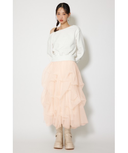 rienda（リエンダ）の「ワンショルダーボリュームスウェットトップス 春服 トレーナー（スウェット・レディース・ライトイエロー/ネイビー/ホワイト・FREE）」の16枚目の写真