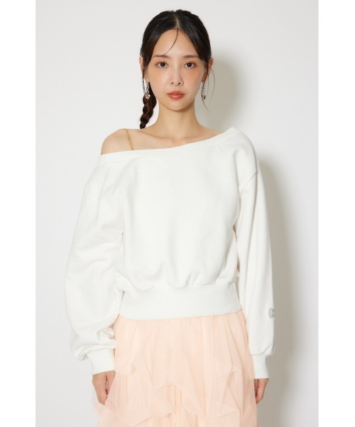 rienda（リエンダ）の「ワンショルダーボリュームスウェットトップス 春服 トレーナー（スウェット・レディース・ライトイエロー/ネイビー/ホワイト・FREE）」の18枚目の写真