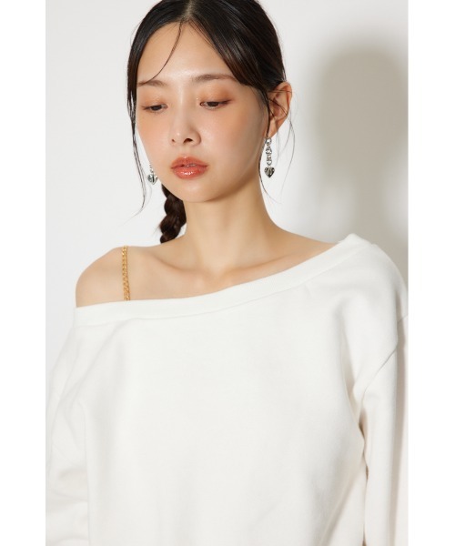 rienda（リエンダ）の「ワンショルダーボリュームスウェットトップス 春服 トレーナー（スウェット・レディース・ライトイエロー/ネイビー/ホワイト・FREE）」の21枚目の写真