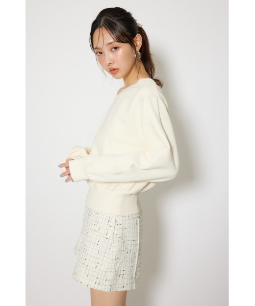 rienda（リエンダ）の「ワンショルダーボリュームスウェットトップス 春服 トレーナー（スウェット・レディース・ライトイエロー/ネイビー/ホワイト・FREE）」の8枚目の写真