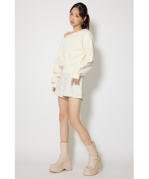 rienda（リエンダ）の「ワンショルダーボリュームスウェットトップス 春服 トレーナー（スウェット・レディース・ライトイエロー/ネイビー/ホワイト・FREE）」の11枚目の写真