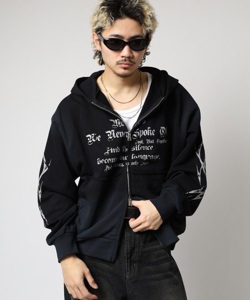 bike star(バイクスター)の「RESHAM スプレー加工ジップパーカー(パーカー・メンズ・グレー/ピンク/ブラック・L/M)」の16枚目の写真