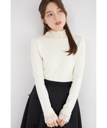 【ZOZO限定】レースプチハイネックリブニットトップス