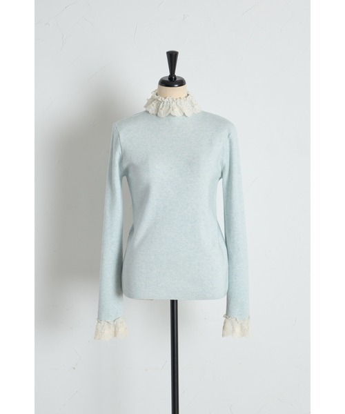 tocco closet(トッコ クローゼット)の「【ZOZO限定】レースプチハイネックリブニットトップス(ニット/セーター・レディース・アイボリー/ブラック/ライトブルー/グレー・M)」の6枚目の写真