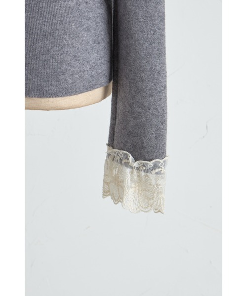 tocco closet(トッコ クローゼット)の「【ZOZO限定】レースプチハイネックリブニットトップス(ニット/セーター・レディース・アイボリー/ブラック/ライトブルー/グレー・M)」の14枚目の写真