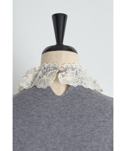tocco closet(トッコ クローゼット)の「【ZOZO限定】レースプチハイネックリブニットトップス(ニット/セーター・レディース・アイボリー/ブラック/ライトブルー/グレー・M)」の13枚目の写真