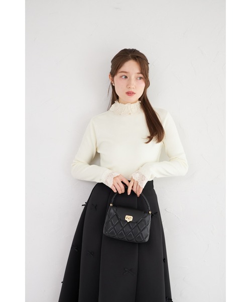 tocco closet(トッコ クローゼット)の「【ZOZO限定】レースプチハイネックリブニットトップス(ニット/セーター・レディース・アイボリー/ブラック/ライトブルー/グレー・M)」の16枚目の写真