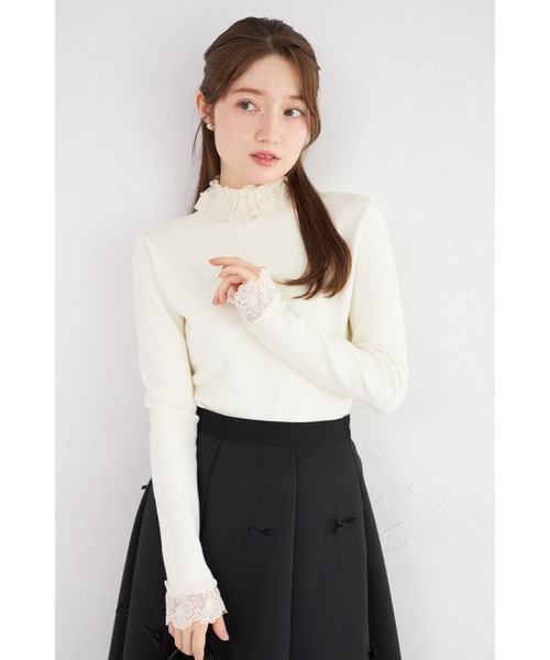 tocco closet(トッコ クローゼット)の「【ZOZO限定】レースプチハイネックリブニットトップス(ニット/セーター・レディース・アイボリー/ブラック/ライトブルー/グレー・M)」の17枚目の写真