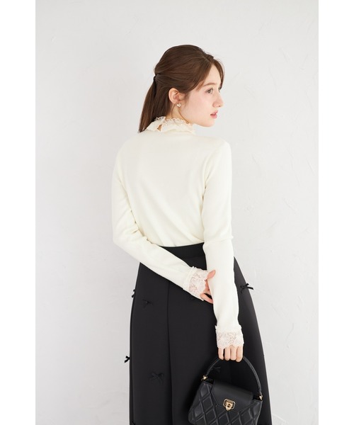 tocco closet(トッコ クローゼット)の「【ZOZO限定】レースプチハイネックリブニットトップス(ニット/セーター・レディース・アイボリー/ブラック/ライトブルー/グレー・M)」の19枚目の写真