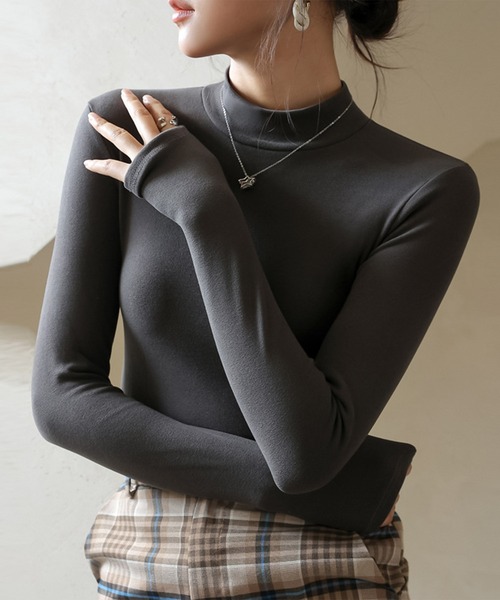 blackdia ocean（ブラックダイヤオーシャン）の「blackdia ocean マイクロフリース モックネック カットソー（Tシャツ/カットソー・レディース・ライトブラウン/アイボリー/ブラック/ダークグレー/ダークブラウン・MEDIUM/SMALL）」の3枚目の写真