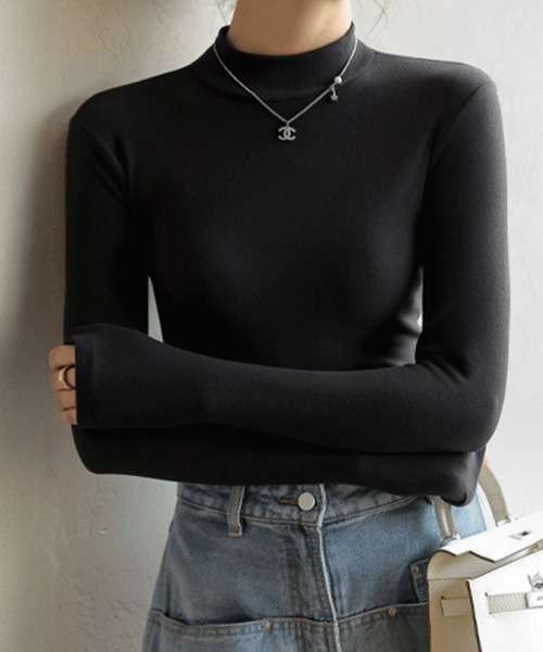 blackdia ocean（ブラックダイヤオーシャン）の「blackdia ocean マイクロフリース モックネック カットソー（Tシャツ/カットソー・レディース・ライトブラウン/アイボリー/ブラック/ダークグレー/ダークブラウン・MEDIUM/SMALL）」の16枚目の写真