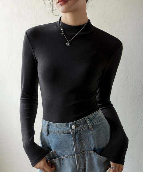 blackdia ocean（ブラックダイヤオーシャン）の「blackdia ocean マイクロフリース モックネック カットソー（Tシャツ/カットソー・レディース・ライトブラウン/アイボリー/ブラック/ダークグレー/ダークブラウン・MEDIUM/SMALL）」の12枚目の写真