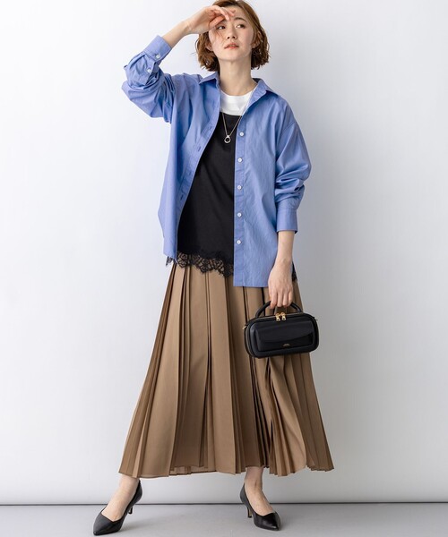 23区 L(ニジュウサンクオオキイサイズ)の「CANCLINI シャーティング ベーシックシャツ(シャツ/ブラウス・レディース・ホワイト系/ブルー系/サックスブルー系/ピンク系その他/イエロー系その他・44/50/48/46)」の9枚目の写真
