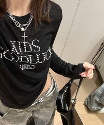パール風スタッズロゴロンT