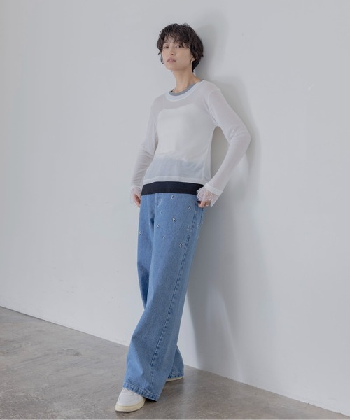 Eimee Law(エイミーロウ)の「レースカフスレイヤードライクトップス(Tシャツ/カットソー・レディース・オフホワイト/ミント/ブラック/ライトグレー・FREE)」の5枚目の写真