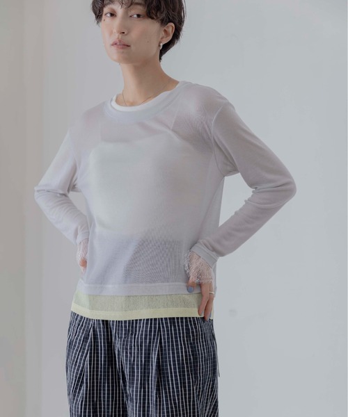Eimee Law(エイミーロウ)の「レースカフスレイヤードライクトップス(Tシャツ/カットソー・レディース・オフホワイト/ミント/ブラック/ライトグレー・FREE)」の14枚目の写真
