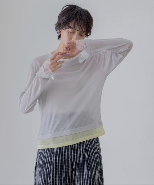 Eimee Law(エイミーロウ)の「レースカフスレイヤードライクトップス(Tシャツ/カットソー・レディース・オフホワイト/ミント/ブラック/ライトグレー・FREE)」の17枚目の写真