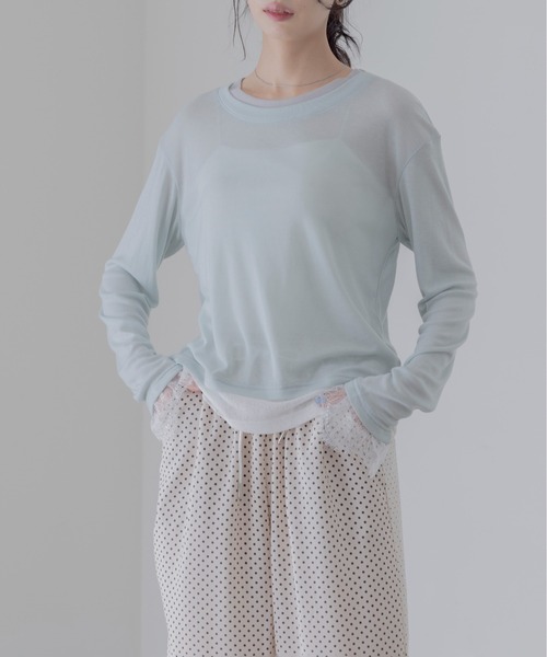 Eimee Law(エイミーロウ)の「レースカフスレイヤードライクトップス(Tシャツ/カットソー・レディース・オフホワイト/ミント/ブラック/ライトグレー・FREE)」の21枚目の写真