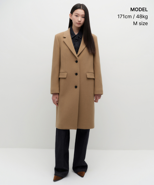 MUSINSA STANDARD WOMAN（ムシンサスタンダードウーマン）の「ウィメンズカシミヤブレンドチェスターフィールドコート[キャメル]（チェスターコート・レディース・その他・SMALL/MEDIUM/LARGE/X-SMALL）」の2枚目の写真