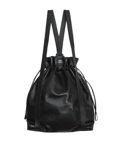 YArKA（ヤーカ）の「【YArKA/ヤーカ】real leather drawstring shoulder & backpack [bdbd5] / 巾着2wayナップサック（バックパック/リュック・メンズ・ブラック・FREE）」の4枚目の写真