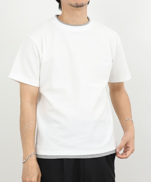 NOLLEY’S（ノーリーズ）の「ケーブルニットダブルカラーTee 26SS（Tシャツ/カットソー・メンズ・ネイビー/ベージュ/ホワイト・XL/L/M/S）」の5枚目の写真