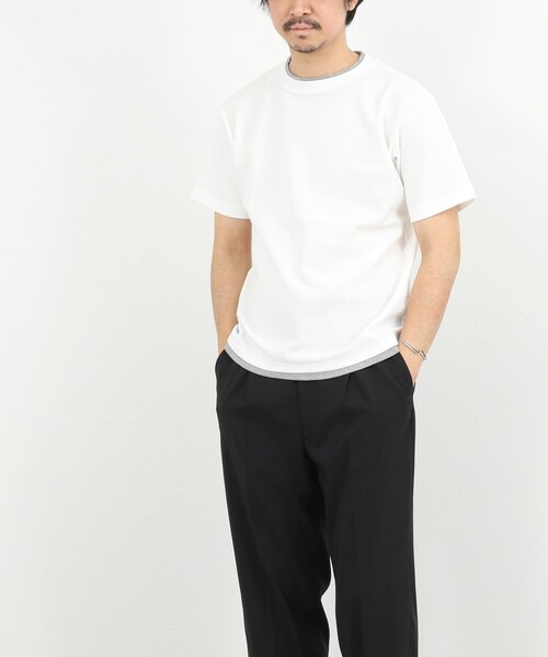 NOLLEY’S（ノーリーズ）の「ケーブルニットダブルカラーTee 26SS（Tシャツ/カットソー・メンズ・ネイビー/ベージュ/ホワイト・XL/L/M/S）」の6枚目の写真