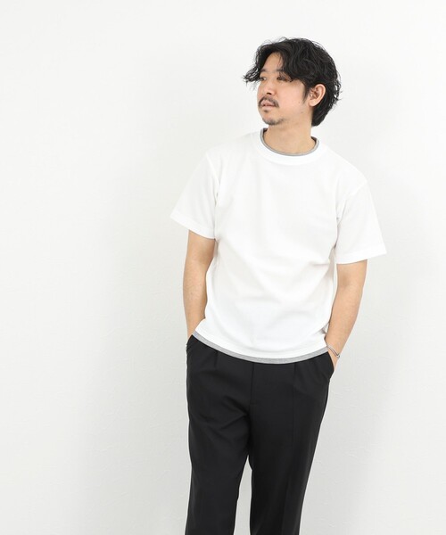 NOLLEY’S（ノーリーズ）の「ケーブルニットダブルカラーTee 26SS（Tシャツ/カットソー・メンズ・ネイビー/ベージュ/ホワイト・XL/L/M/S）」の10枚目の写真