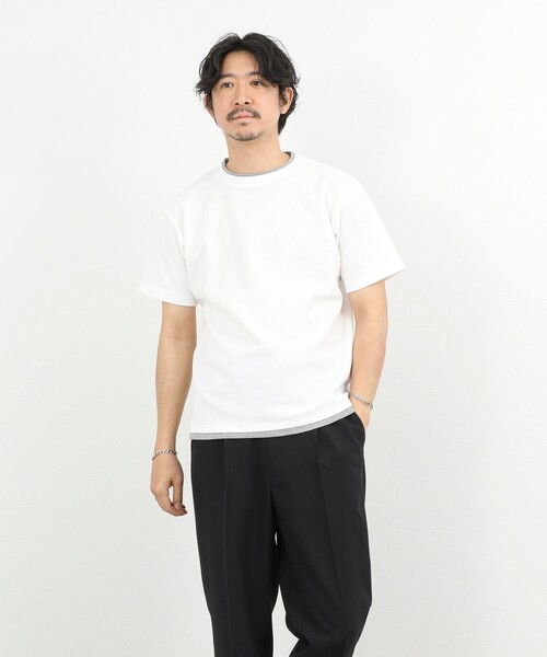 NOLLEY’S（ノーリーズ）の「ケーブルニットダブルカラーTee 26SS（Tシャツ/カットソー・メンズ・ネイビー/ベージュ/ホワイト・XL/L/M/S）」の11枚目の写真