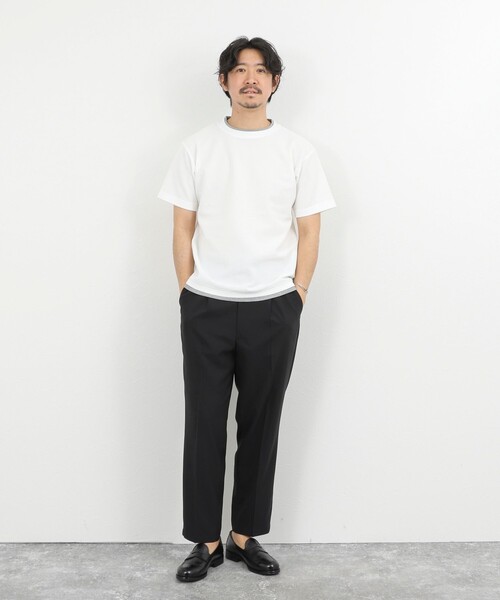 NOLLEY’S（ノーリーズ）の「ケーブルニットダブルカラーTee 26SS（Tシャツ/カットソー・メンズ・ネイビー/ベージュ/ホワイト・XL/L/M/S）」の12枚目の写真
