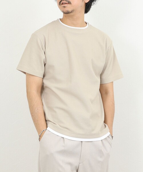 NOLLEY’S（ノーリーズ）の「ケーブルニットダブルカラーTee 26SS（Tシャツ/カットソー・メンズ・ネイビー/ベージュ/ホワイト・XL/L/M/S）」の14枚目の写真