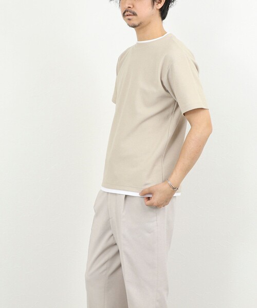 NOLLEY’S（ノーリーズ）の「ケーブルニットダブルカラーTee 26SS（Tシャツ/カットソー・メンズ・ネイビー/ベージュ/ホワイト・XL/L/M/S）」の15枚目の写真