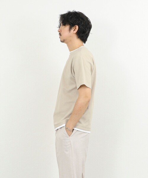 NOLLEY’S（ノーリーズ）の「ケーブルニットダブルカラーTee 26SS（Tシャツ/カットソー・メンズ・ネイビー/ベージュ/ホワイト・XL/L/M/S）」の18枚目の写真