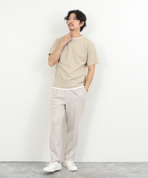 NOLLEY’S（ノーリーズ）の「ケーブルニットダブルカラーTee 26SS（Tシャツ/カットソー・メンズ・ネイビー/ベージュ/ホワイト・XL/L/M/S）」の21枚目の写真