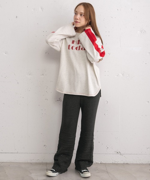 POU DOU DOU（プードゥドゥ）の「アイレットボーダーニットパンツ（その他パンツ・レディース・ダークグレー/アイボリー・3）」の15枚目の写真