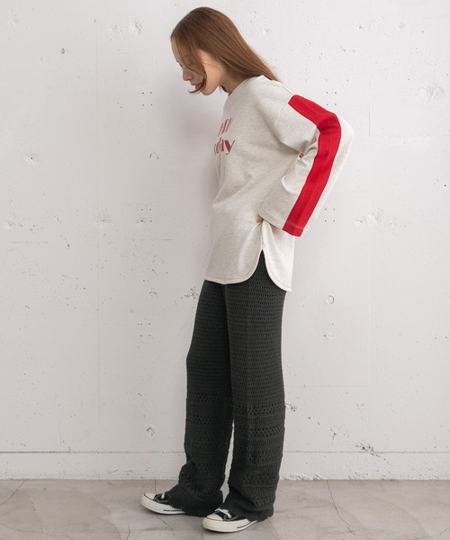 POU DOU DOU（プードゥドゥ）の「アイレットボーダーニットパンツ（その他パンツ・レディース・ダークグレー/アイボリー・3）」の16枚目の写真