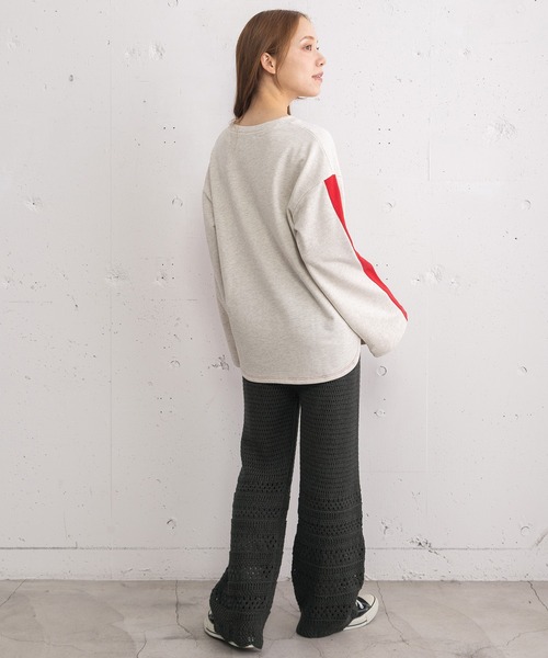 POU DOU DOU（プードゥドゥ）の「アイレットボーダーニットパンツ（その他パンツ・レディース・ダークグレー/アイボリー・3）」の17枚目の写真