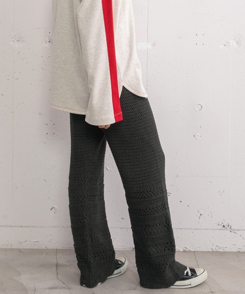 POU DOU DOU（プードゥドゥ）の「アイレットボーダーニットパンツ（その他パンツ・レディース・ダークグレー/アイボリー・3）」の19枚目の写真