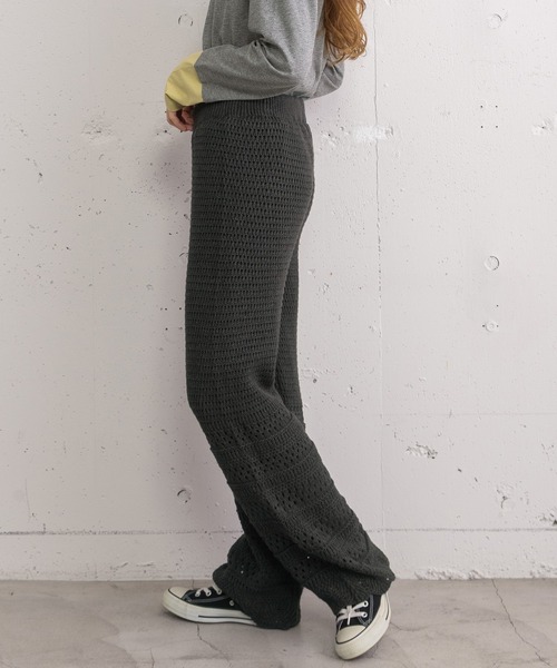 POU DOU DOU（プードゥドゥ）の「アイレットボーダーニットパンツ（その他パンツ・レディース・ダークグレー/アイボリー・3）」の22枚目の写真