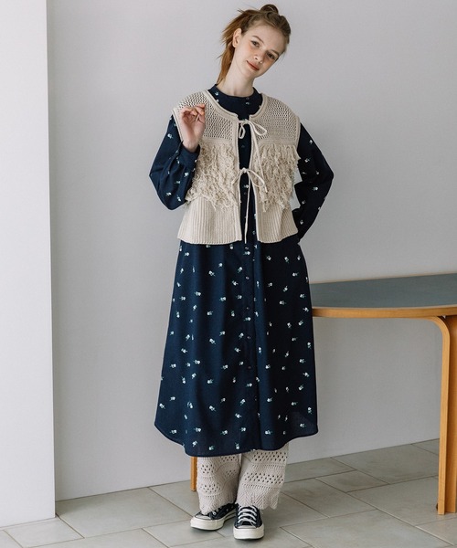 POU DOU DOU（プードゥドゥ）の「アイレットボーダーニットパンツ（その他パンツ・レディース・ダークグレー/アイボリー・3）」の3枚目の写真